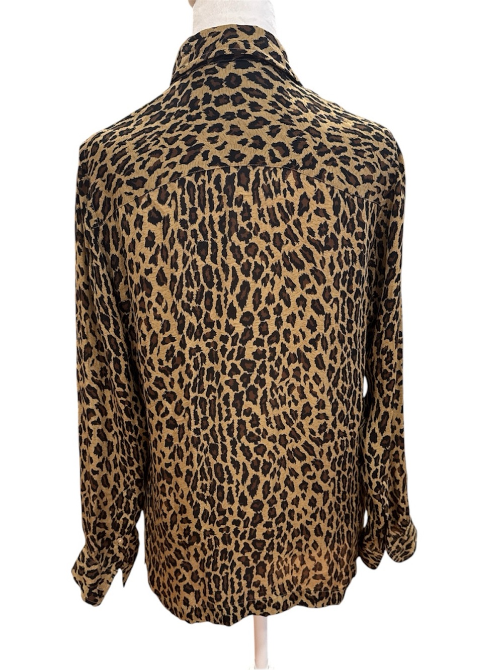 Vintage Lauren Ralph Lauren 100% Silk Leopard Print Button Down Blouse - Small - Picture 3 of 6